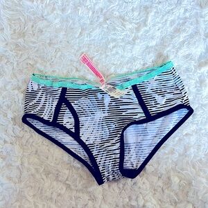 NWT PINK Victoria Secret Black White Striped Panties Size S